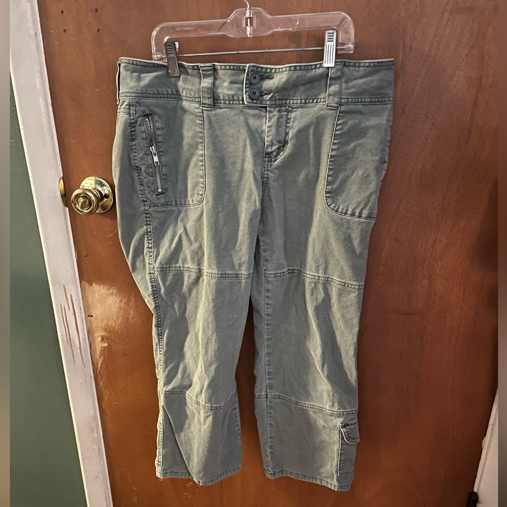 Lei Ashley ultra lowrise green corduroy pants